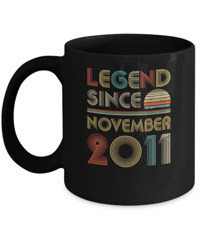 Legend Since November 2011 Vintage 10th Birthday Gifts Youth Mug-Coffee Mug-11oz Mug-Black