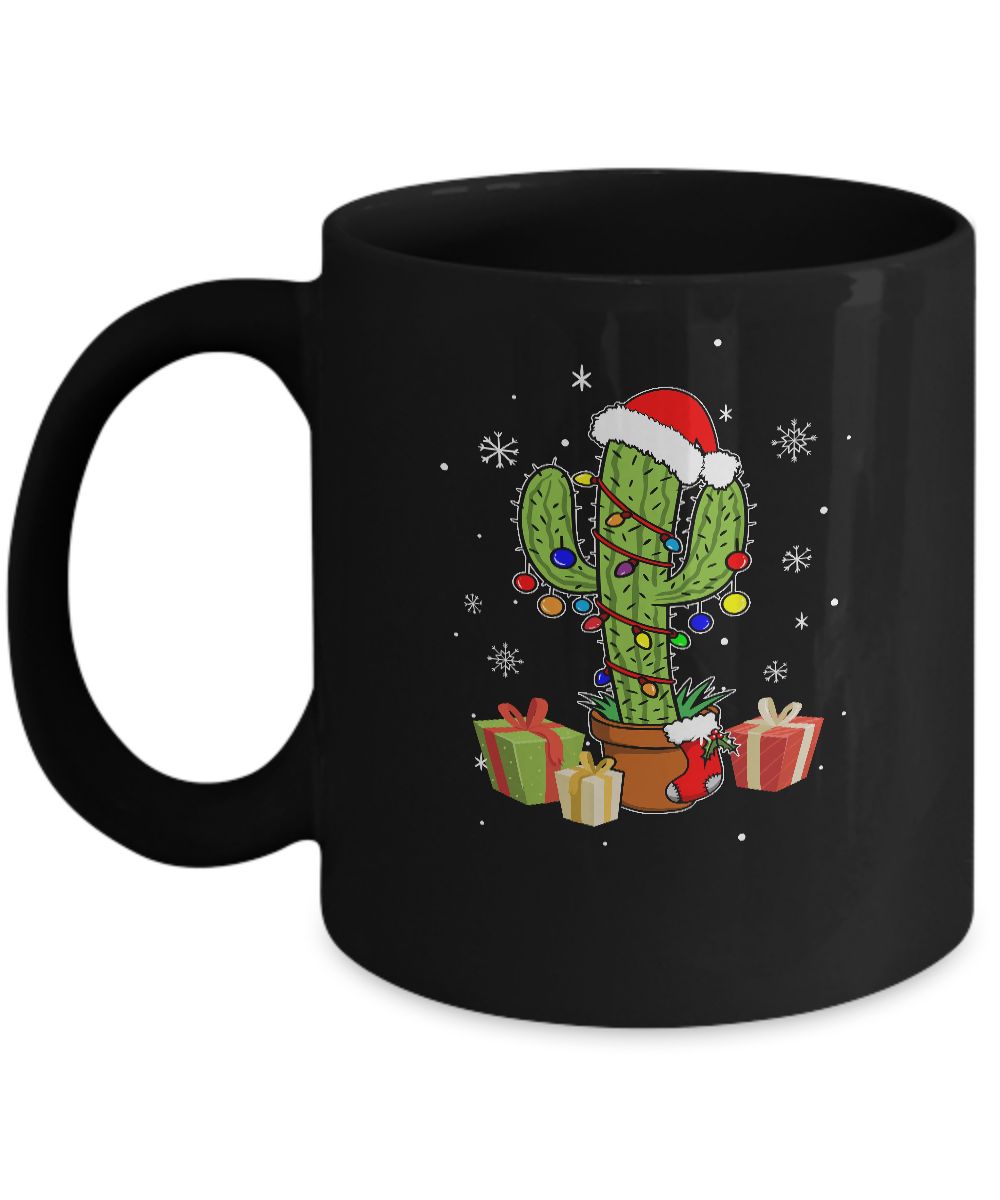 Merry Christmas Succulent Plants Christmas Cactus Mug-Coffee Mug-11oz Mug-Black