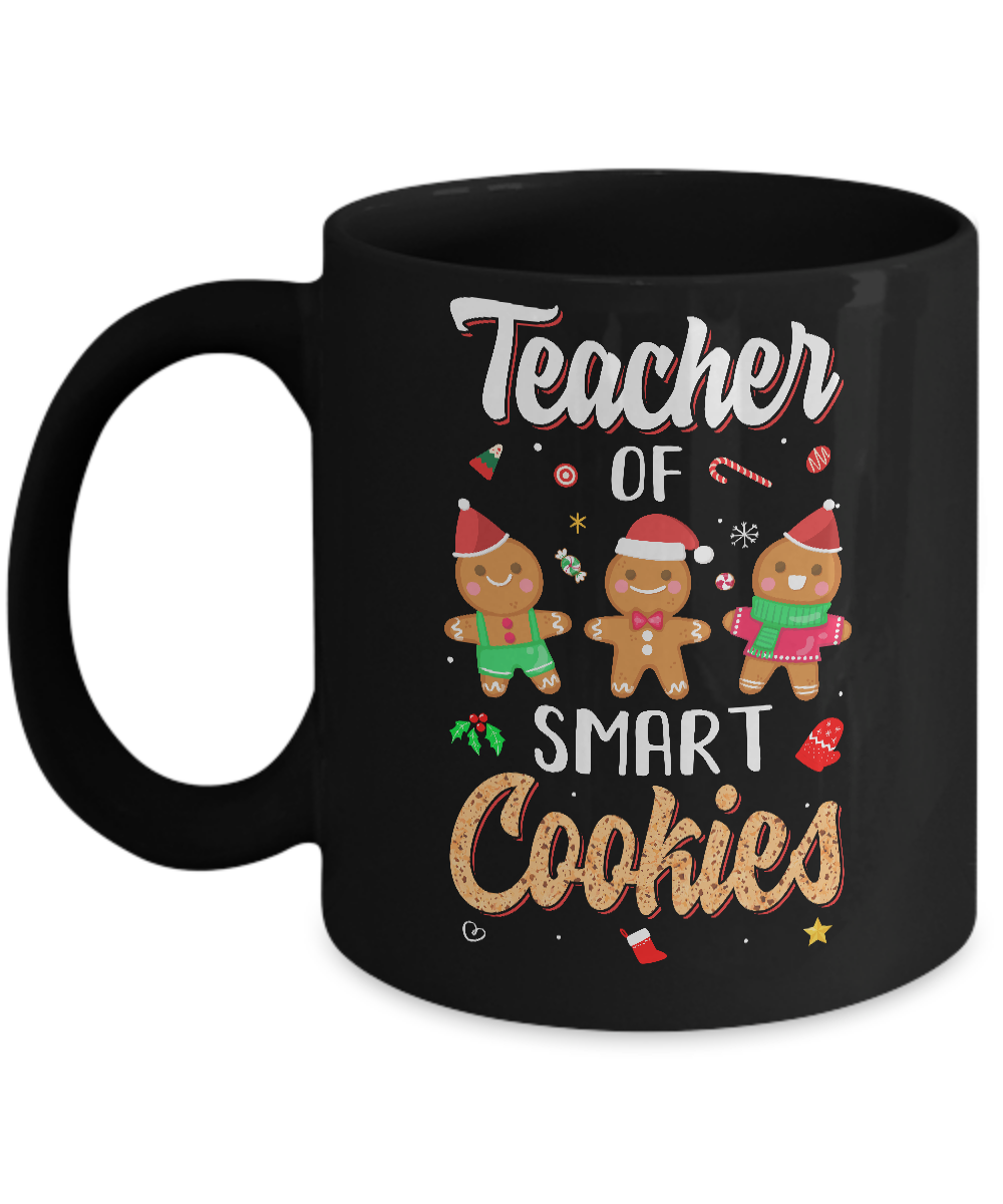 Cute Teacher Of Smart Cookies Merry Xmas Christmas Mug-Coffee Mug-11oz Mug-Black