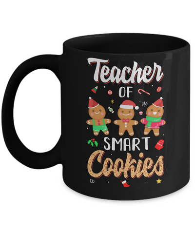 Cute Teacher Of Smart Cookies Merry Xmas Christmas Mug-Coffee Mug-11oz Mug-Black