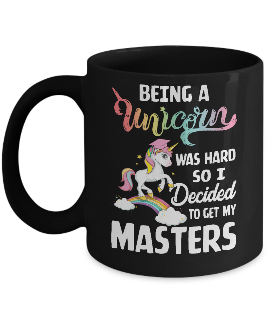 Funny Unicorn Masters Degree Graduation Graduate Gift Mug-Coffee Mug-11oz Mug-Black