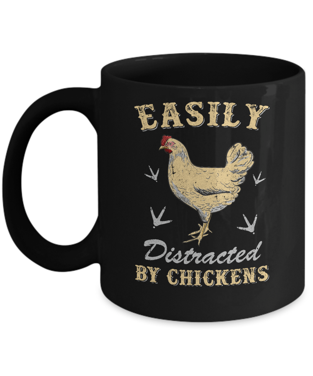 Easily Distracted By Chickens Farmers Mug-Coffee Mug-11oz Mug-Black
