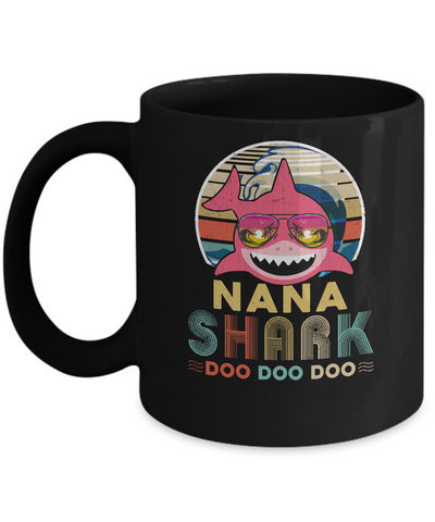 Retro Vintage Nana Shark Doo Doo Doo Mug-Coffee Mug-11oz Mug-Black