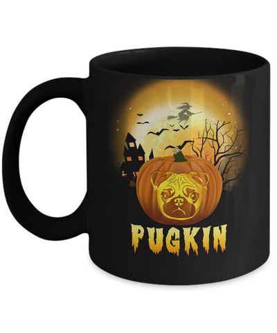 Halloween Pugkin Funny Pumpkin Pug Mug-Coffee Mug-11oz Mug-Black