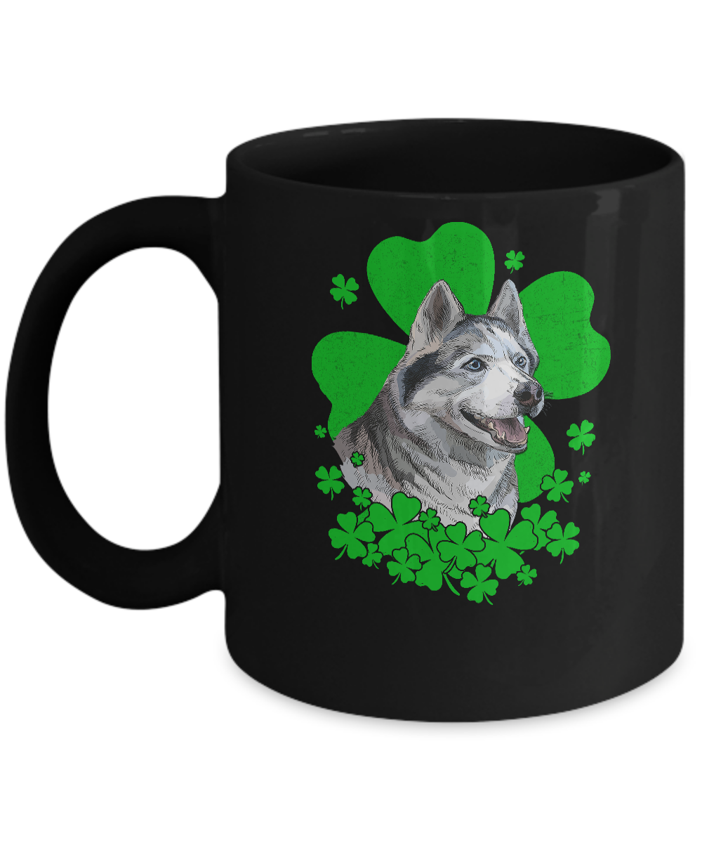 Siberian Husky St. Patrick's Day Clovers Mug-Coffee Mug-11oz Mug-Black