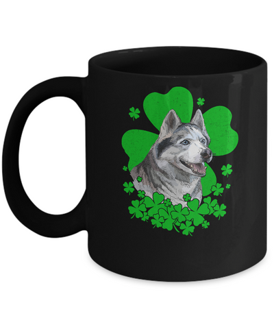 Siberian Husky St. Patrick's Day Clovers Mug-Coffee Mug-11oz Mug-Black