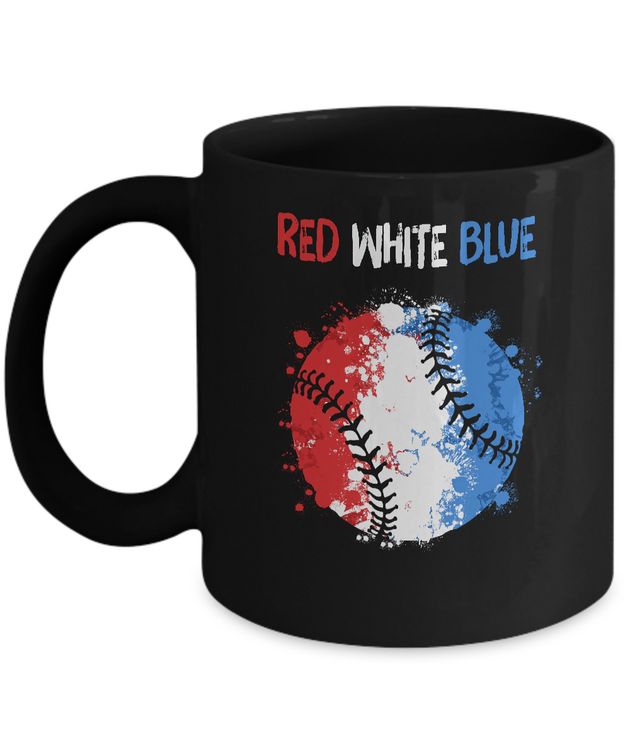 4Th Of July Red White Blue Baseball Lovers Patriotic Mug-Coffee Mug-11oz Mug-Black