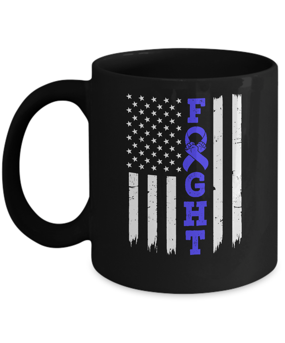 Prostate Colon Cancer Awareness American Flag Distressed Mug-Coffee Mug-11oz Mug-Black