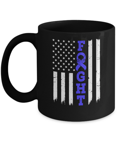 Prostate Colon Cancer Awareness American Flag Distressed Mug-Coffee Mug-11oz Mug-Black