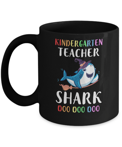Kindergarten Teacher Shark Doo Doo Doo Halloween Mug-Coffee Mug-11oz Mug-Black
