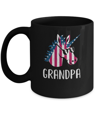 Patriotic Grandpa Unicorn Americorn 4Th Of July Mug-Coffee Mug-11oz Mug-Black