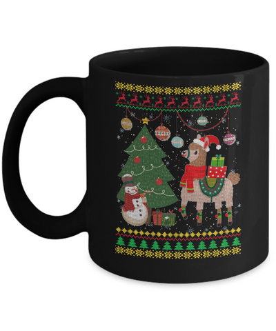 Funny Llama Christmas Cute Family Ugly Sweater Mug-Coffee Mug-11oz Mug-Black
