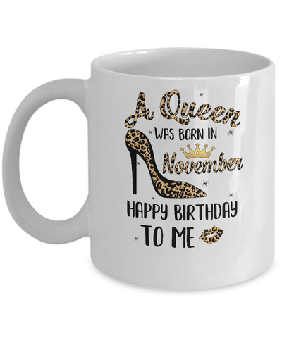 Born In November Girl Leopard High Heels Birthday Women Gift Mug-Coffee Mug-11oz Mug-White