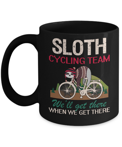 Sloth Cycling Team Lazy Sloth Sleeping On Bicycle Mug-Coffee Mug-11oz Mug-Black