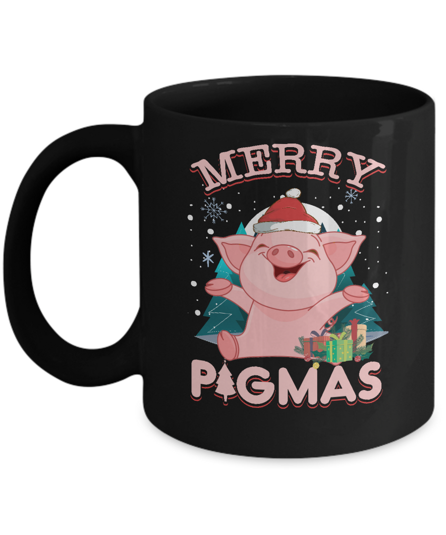 Merry Pigmas Funny Pig-Coffee Mug-11oz Mug-Black