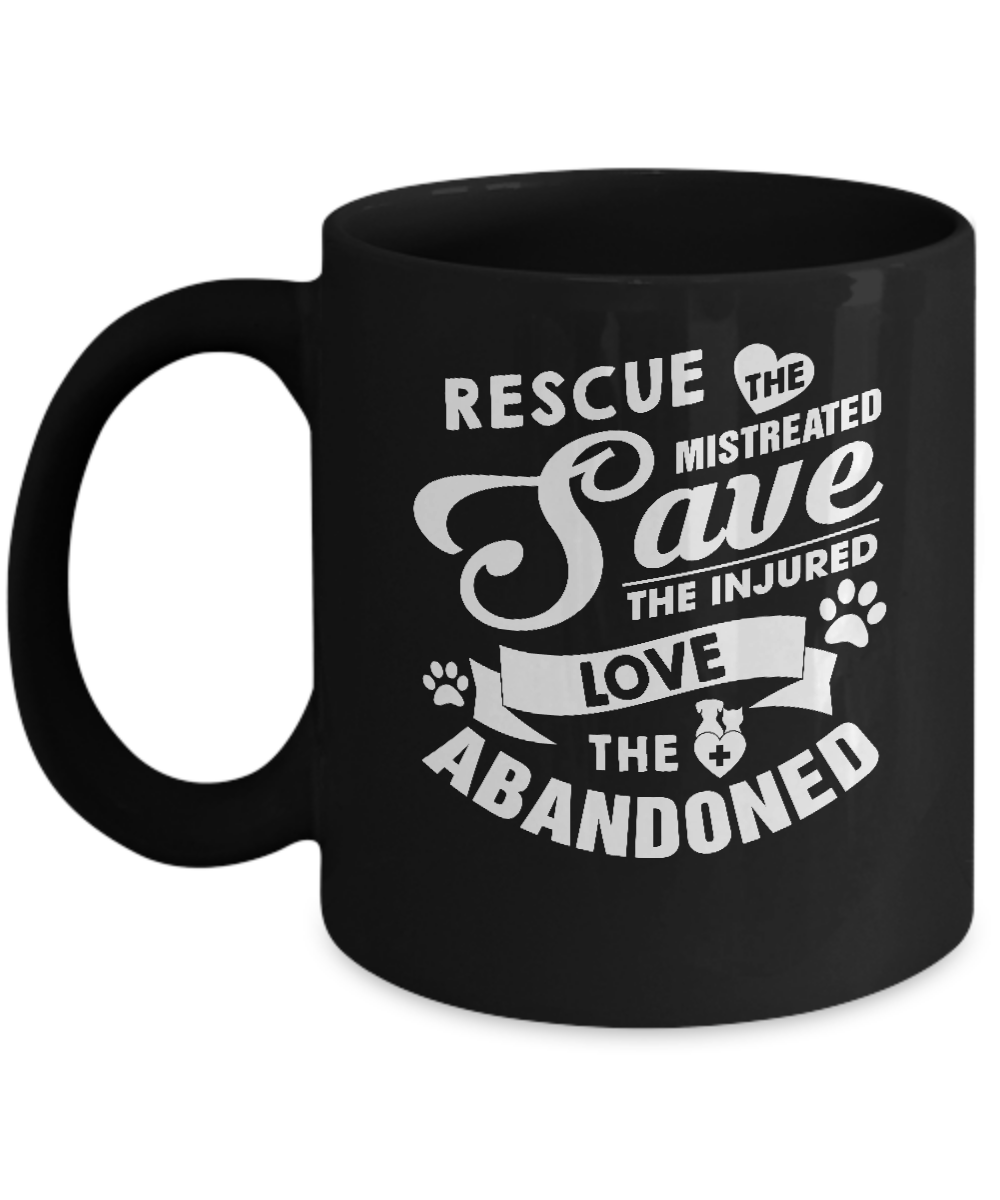 Rescue Save Love Animal Dog Lover Cat Lover Veterinarian Mug-Coffee Mug-11oz Mug-Black