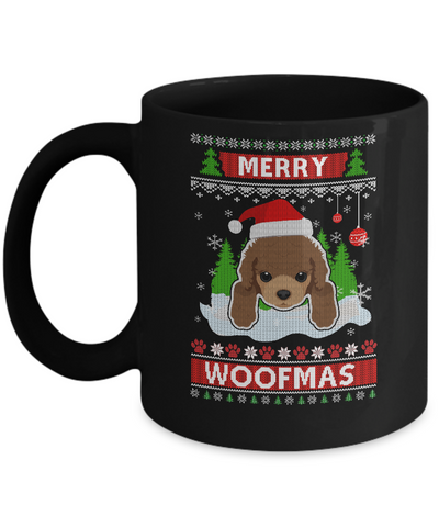 Poodle Merry Woofmas Ugly Christmas Sweater Mug-Coffee Mug-11oz Mug-Black