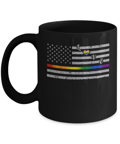 Love Rainbow Heart Flag Lesbian Gay Pride Lgbt Mug-Coffee Mug-11oz Mug-Black