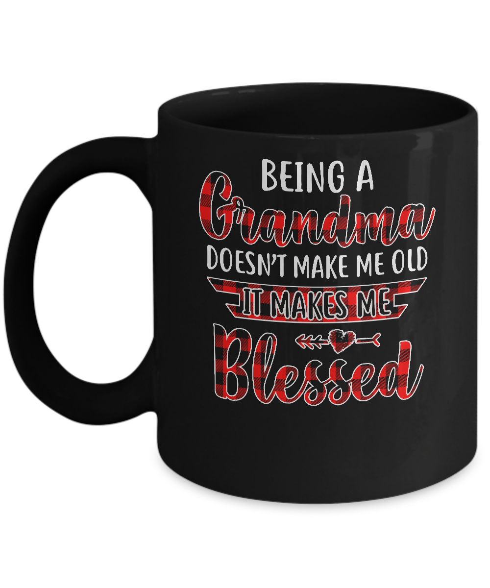 Red Plaid Funny Being A Grandma Doesn't Make Me Old Mug-Coffee Mug-11oz Mug-Black