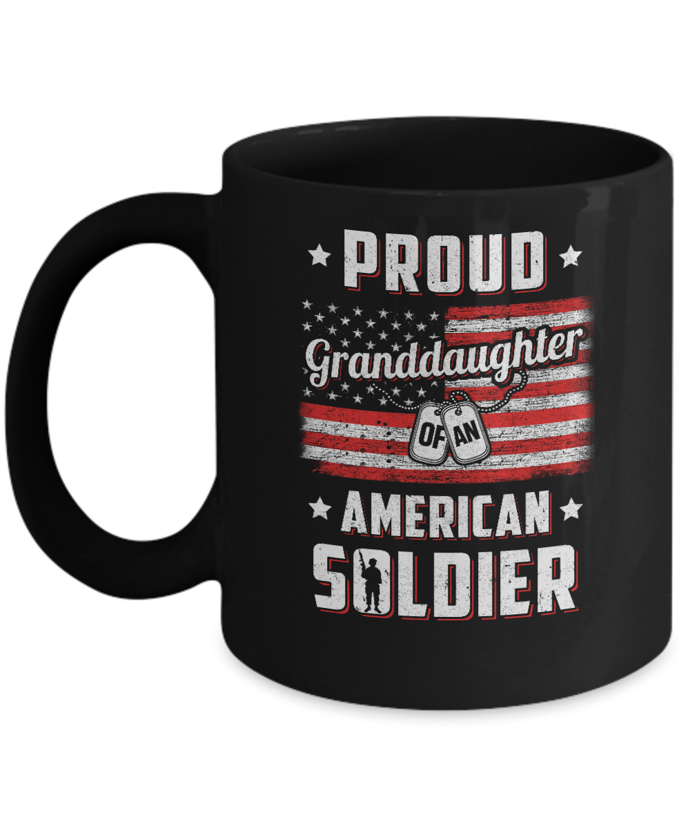 Proud Granddaughter Of A Soldier Army Papa Veteran Mug