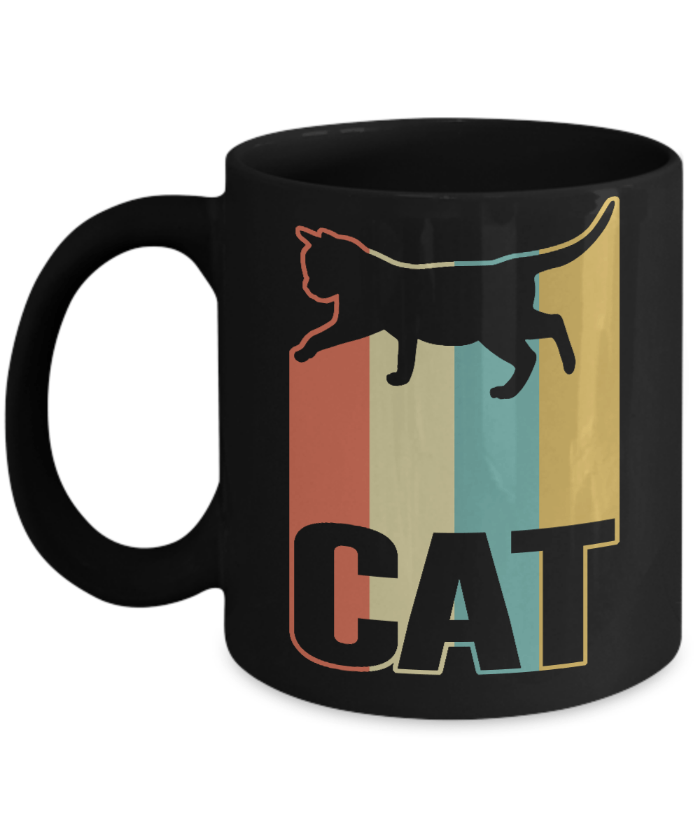 Classic Vintage Retro Style Cat Mug-Coffee Mug-11oz Mug-Black
