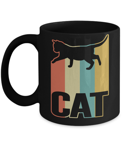 Classic Vintage Retro Style Cat Mug-Coffee Mug-11oz Mug-Black