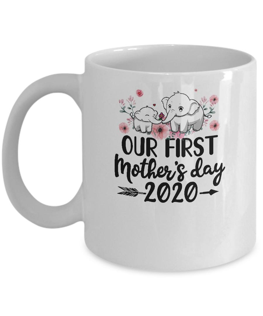 Our First Mothers Day Mom Baby Baby Matching 2020 Elephant Mug-Coffee Mug-11oz Mug-White