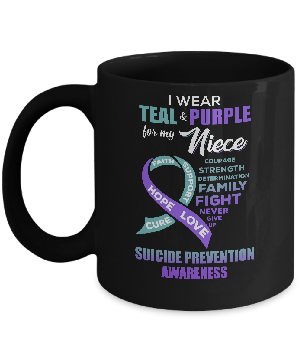 Suicide Prevention I Wear Teal And Purple For My Niece Mug-Coffee Mug-11oz Mug-Black