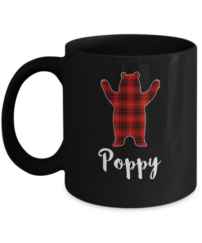 Red Poppy Bear Buffalo Plaid Family Christmas Pajamas Mug-Coffee Mug-11oz Mug-Black