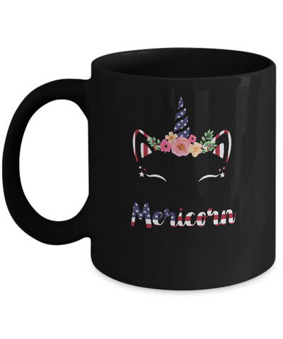 Independence Day Patriotic 4Th Of July Cat Unicorn Mericorn Mug-Coffee Mug-11oz Mug-Black