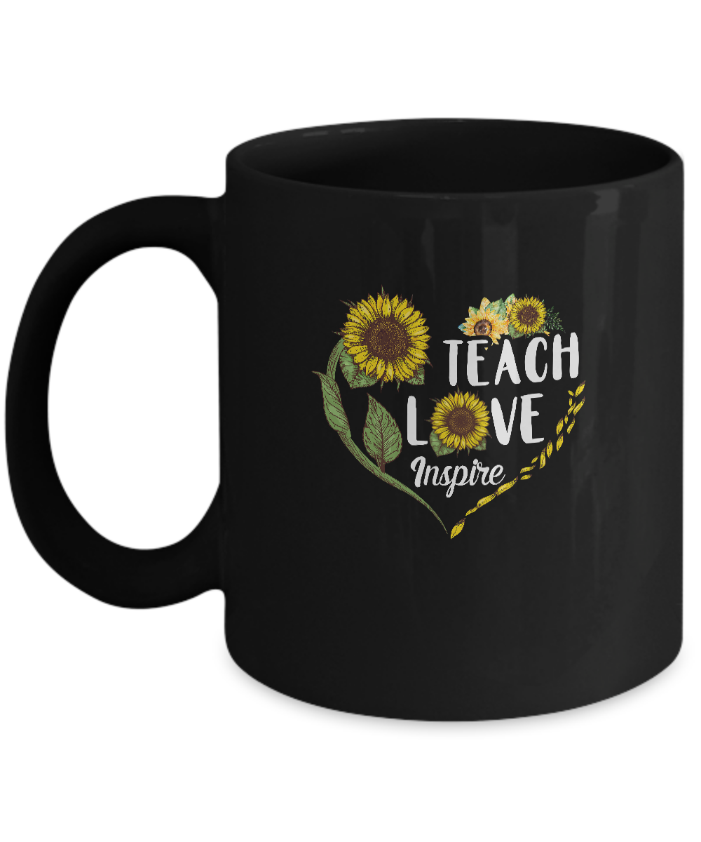 Sunflower Teach Love Inspire Teaching Gift For Teacher Mug-Coffee Mug-11oz Mug-Black