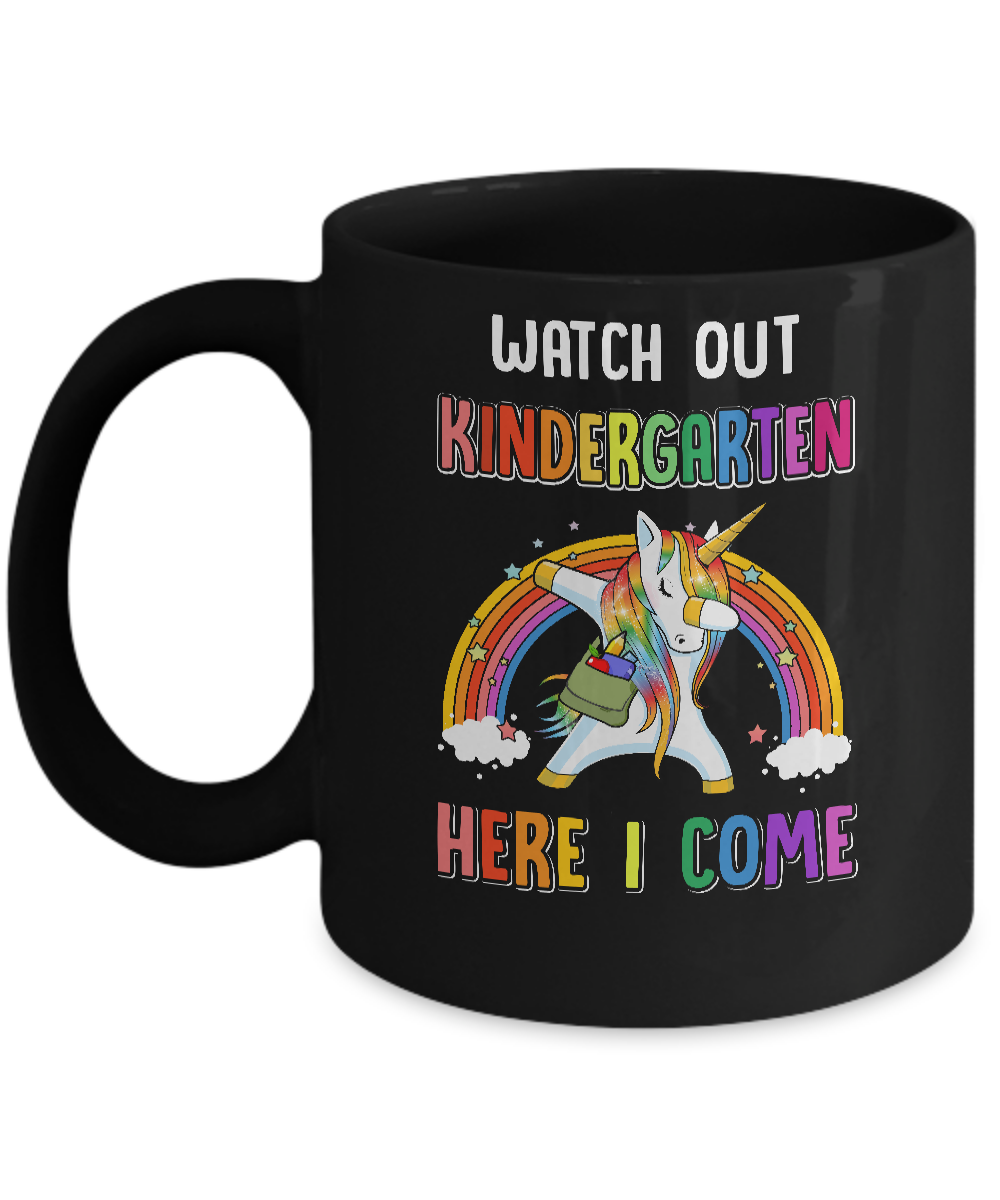 Kindergarten Here I Come Unicorn Back To School Mug-Coffee Mug-11oz Mug-Black