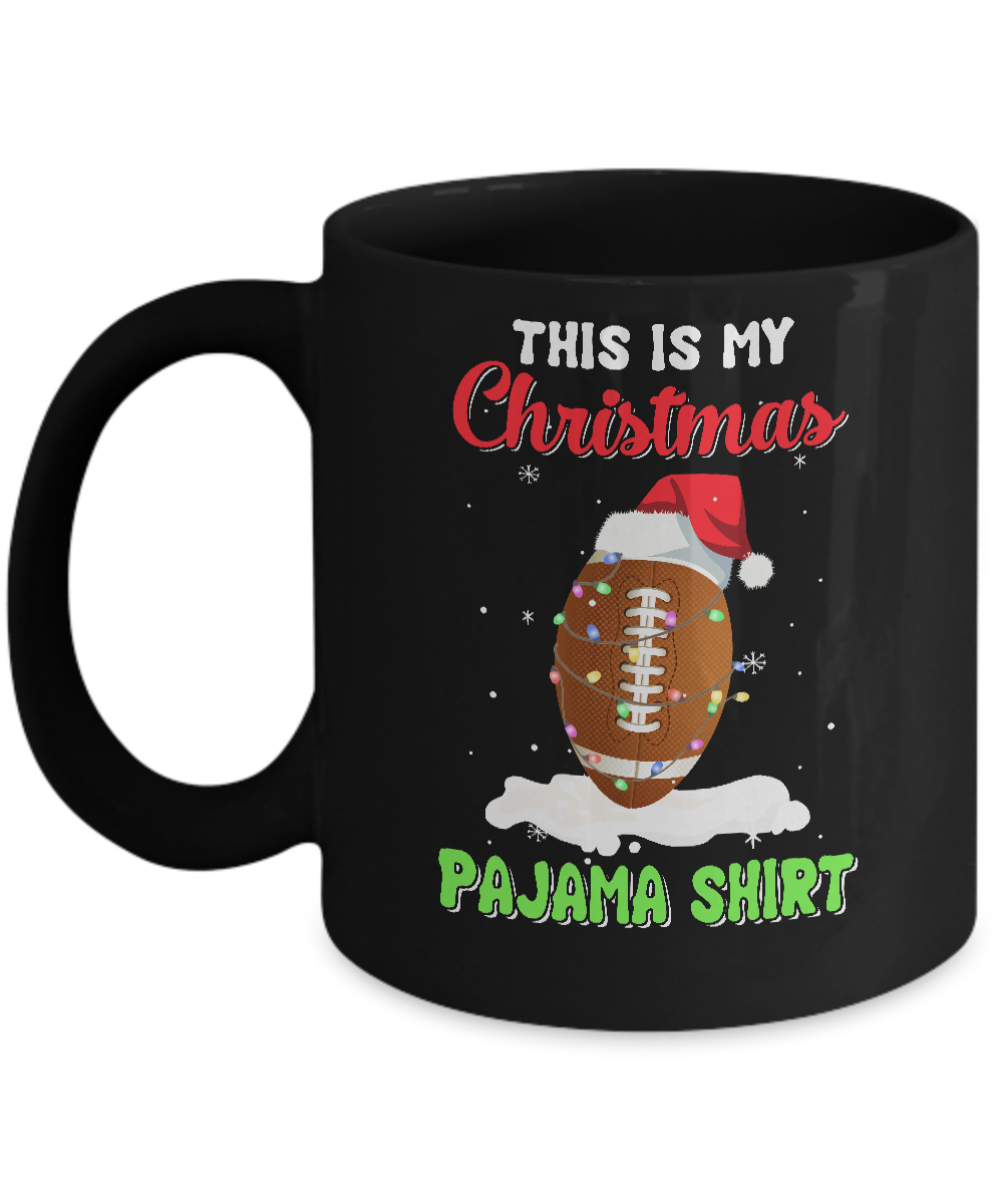 This Is My Christmas Pajama Xmas Football Santa Mug
