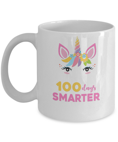 100 Days Smarter Of School Unicorn Girl Gifts Mug-Coffee Mug-11oz Mug-White