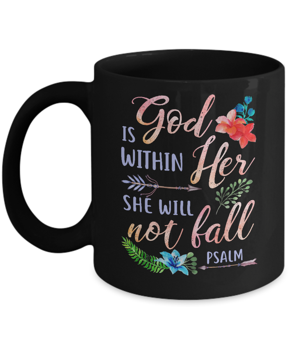 God Is Within Her She Will Not Fail Christian Mug-Coffee Mug-11oz Mug-Black