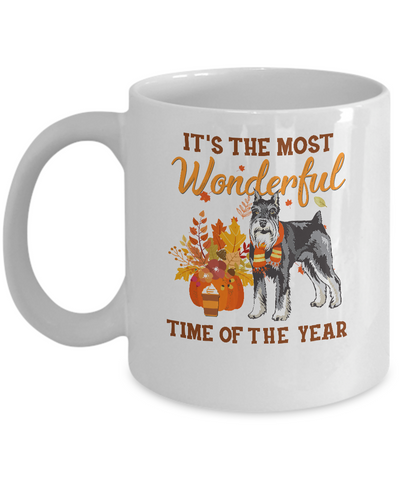 Schnauzer Autumn It's The Most Wonderful Time Of The Year Mug-Coffee Mug-11oz Mug-White