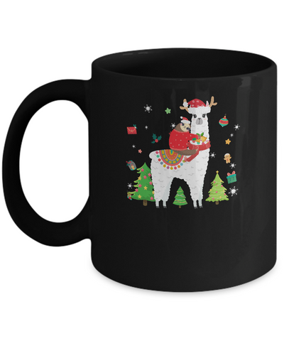 Santa Sloth Riding Llama Reindeer Christmas Gifts Mug-Coffee Mug-11oz Mug-Black
