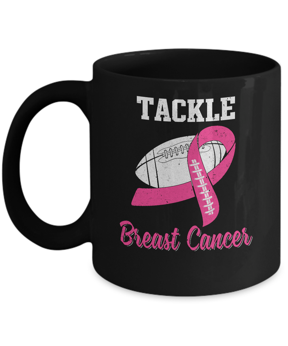 Football Survivor Tackle Pink Breast Cancer Awareness Mug-Coffee Mug-11oz Mug-Black