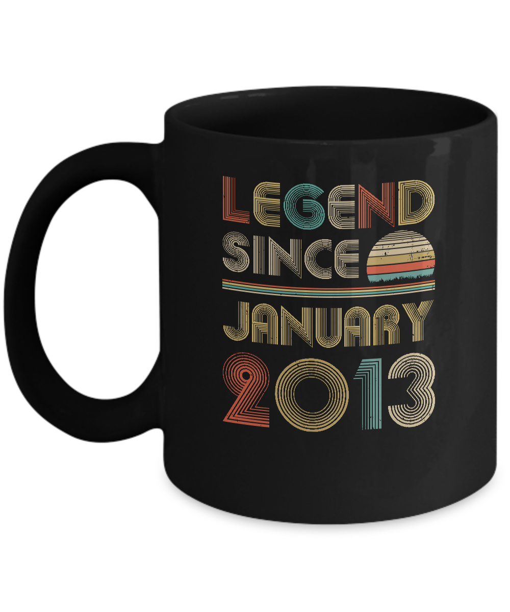 Legend Since January 2013 Vintage 8th Birthday Gifts Youth Mug-Coffee Mug-11oz Mug-Black