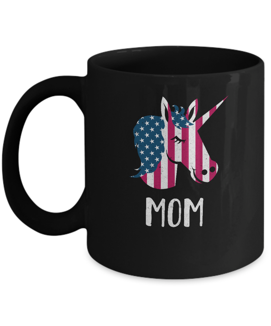 Patriotic Mom Mommy Unicorn Americorn 4Th Of July Mug-Coffee Mug-11oz Mug-Black