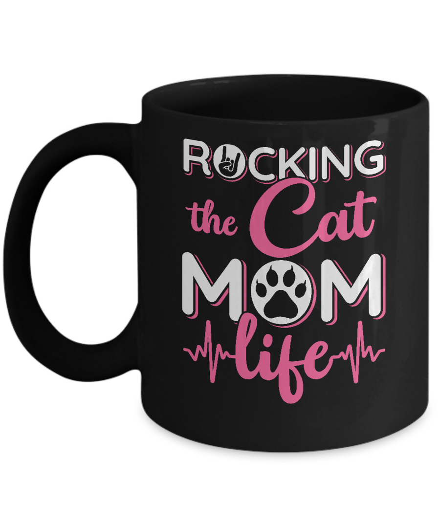 Rocking The Cat Mom Life Mug-Coffee Mug-11oz Mug-Black