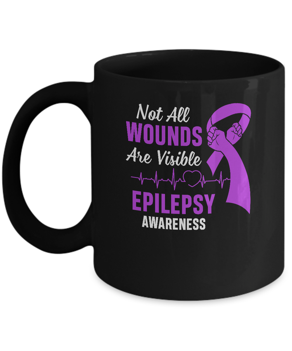 Epilepsy Awareness Purple Not All Wounds Are Visible Mug-Coffee Mug-11oz Mug-Black