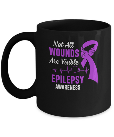 Epilepsy Awareness Purple Not All Wounds Are Visible Mug-Coffee Mug-11oz Mug-Black