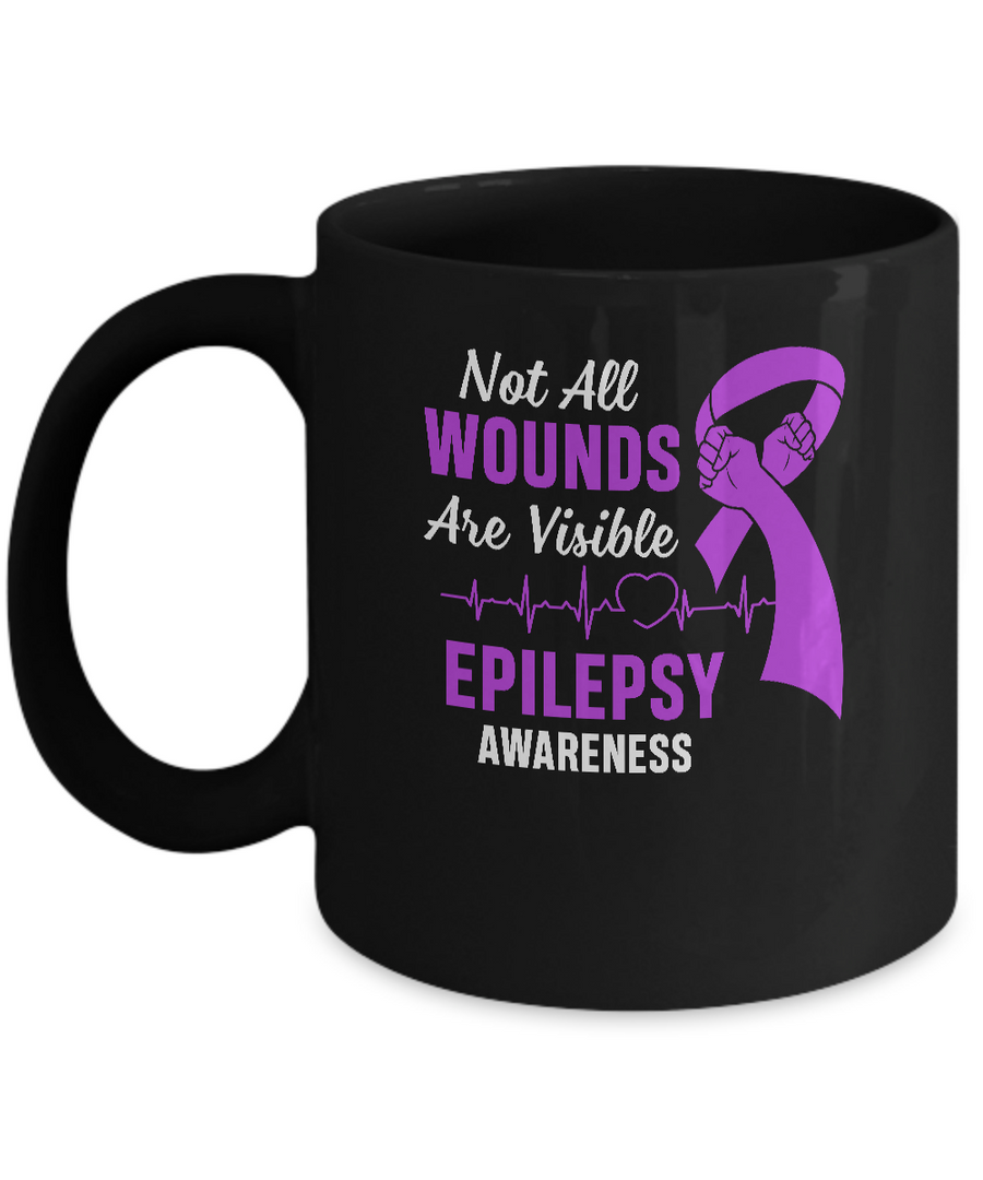 Epilepsy Awareness Purple Not All Wounds Are Visible Mug-Coffee Mug-11oz Mug-Black