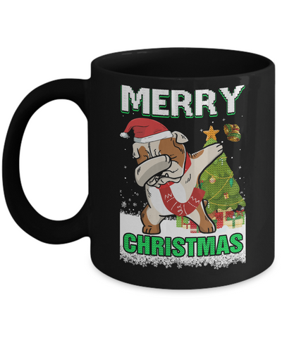 Cute Bulldog Claus Merry Christmas Ugly Sweater Mug-Coffee Mug-11oz Mug-Black