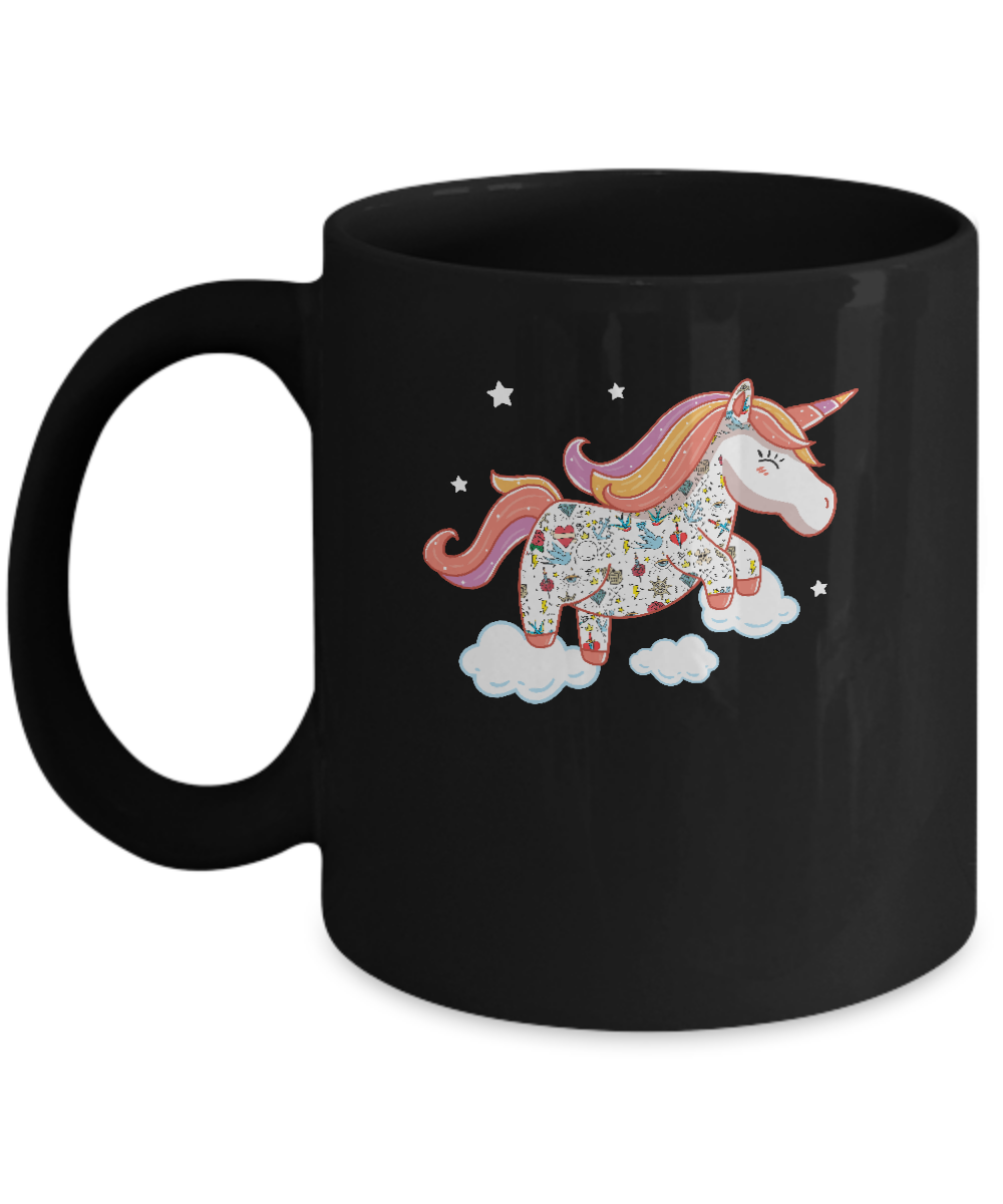 Tattooed Girl Unicorn Tattoos Mug-Coffee Mug-11oz Mug-Black