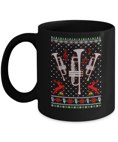 Santa Trumpet Ugly Christmas Sweater Gifts Mug-Coffee Mug-11oz Mug-Black