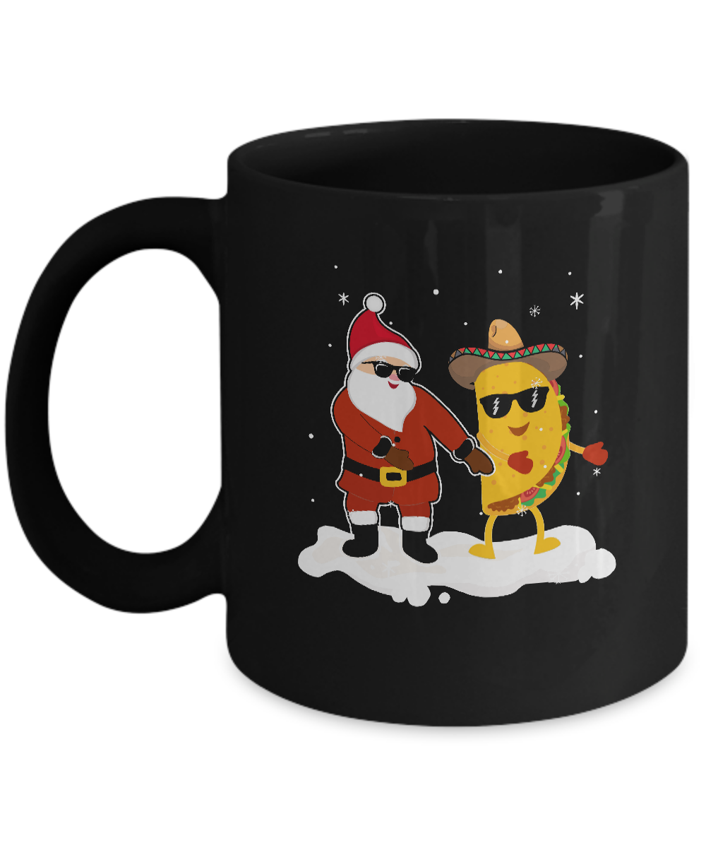 Flossing Santa Claus Taco Christmas Pajamas Gifts Mug-Coffee Mug-11oz Mug-Black