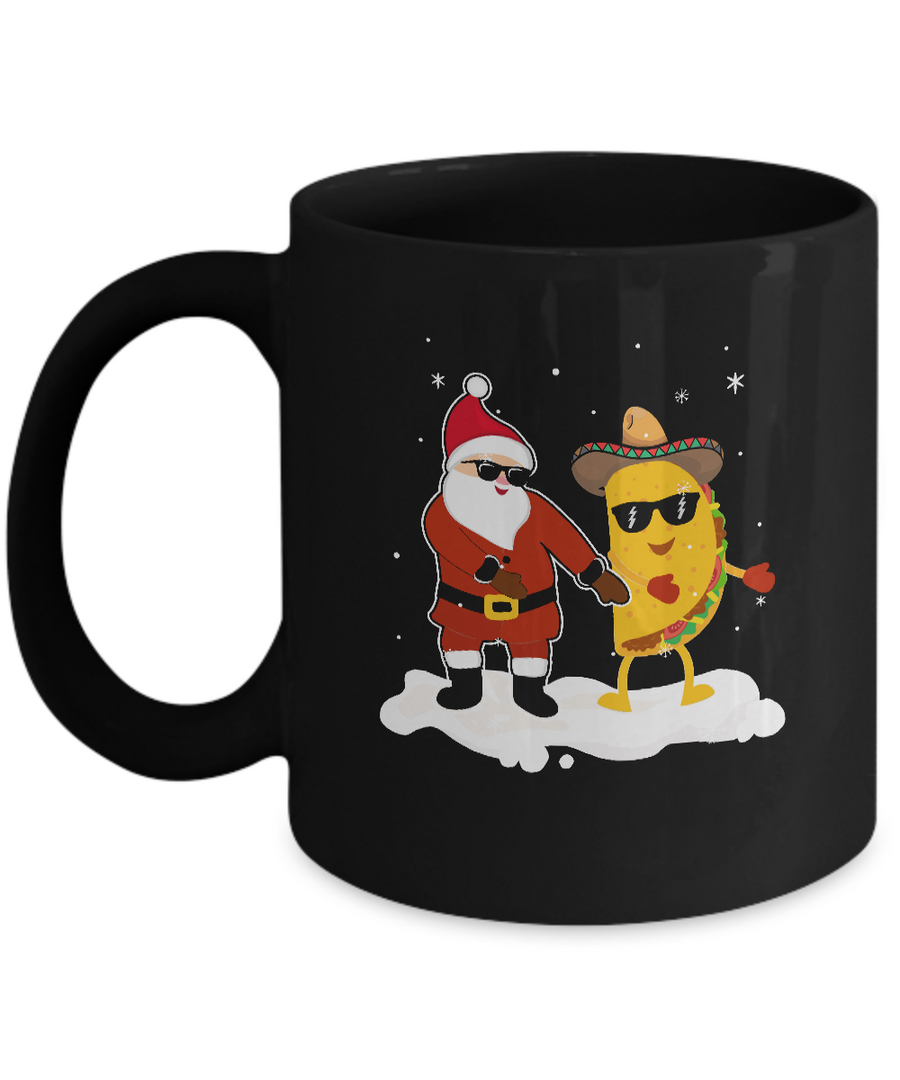 Flossing Santa Claus Taco Christmas Pajamas Gifts Mug-Coffee Mug-11oz Mug-Black