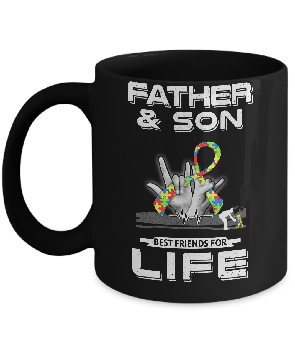 Father And Son Best Friends For Life Autism Awareness Mug-Coffee Mug-11oz Mug-Black